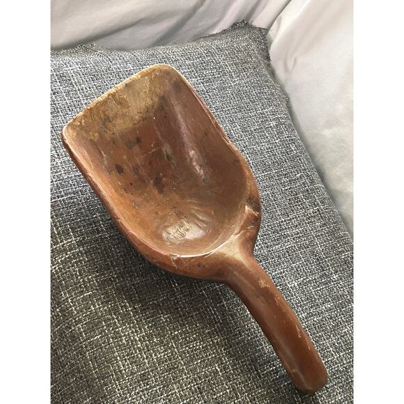 Antique-100+ years Old-Short Flour Grain Bin Wooden Shovel-Farmhouse 12" x 5" - Picture 1 of 6